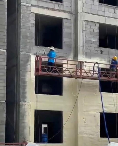 樓房外墻保溫層發泡聚氨酯噴涂設備(圖3) 樓房外墻保溫層發泡聚氨酯噴涂案例